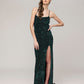 Glitter Sequin Spaghetti Strap Fitted Special Occasion Party Dresses