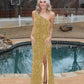 Gorgeous One Shoulder Fitted Prom Dresses With Slit