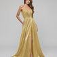 Plunging V Neck Ruched A Line Prom Dresses