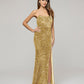 Long Formal Party Prom Gown With All Over Sequin