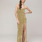 Glitter Sequin Spaghetti Strap Fitted Special Occasion Party Dresses