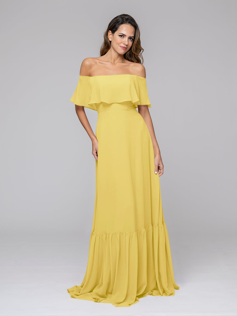 Bohemia A Line Chiffon Off The Shoulder Bridesmaid Dresses