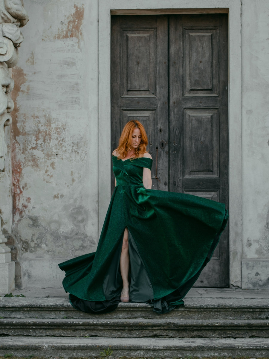 Off The Shoulder Sweetheart Glitter A Line Prom Dresses