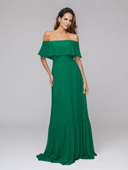 Bohemia A Line Chiffon Off The Shoulder Bridesmaid Dresses