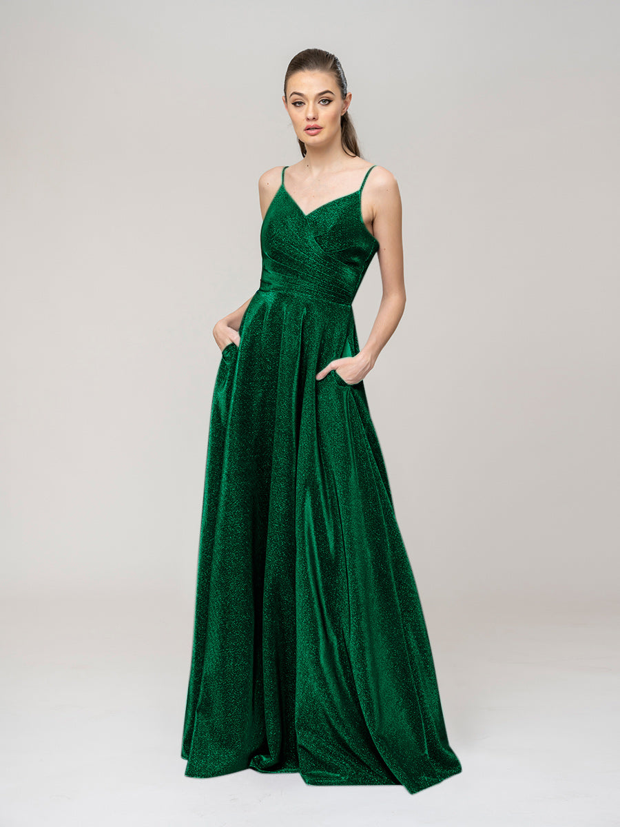 A Line V Neck Floor Length Special Occasion Party Dresses