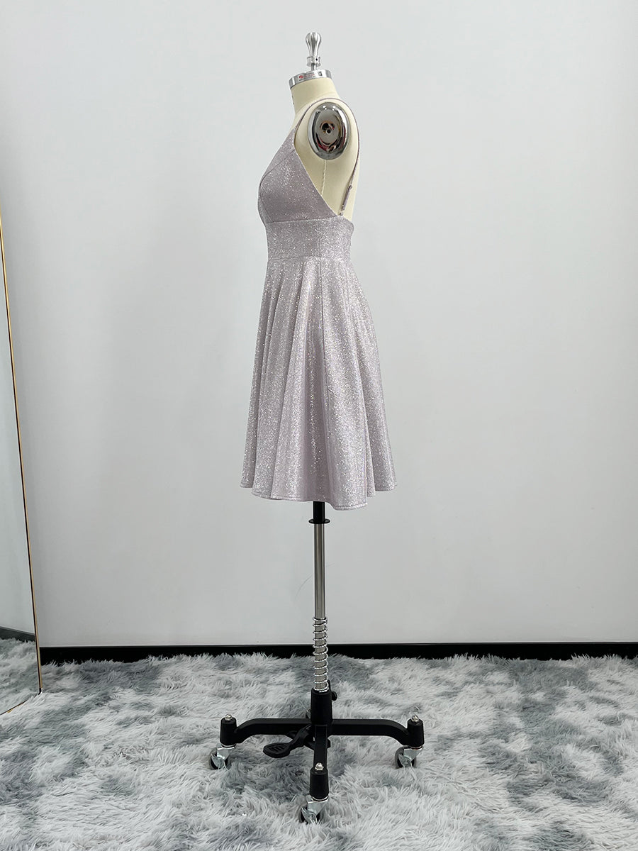 Deep V Neck  Short Glitter Homecoming Dresses