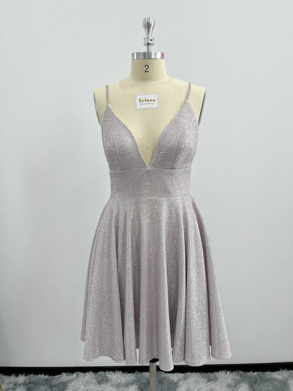 Deep V Neck  Short Glitter Homecoming Dresses