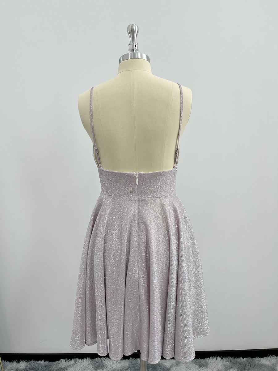 Deep V Neck  Short Glitter Homecoming Dresses