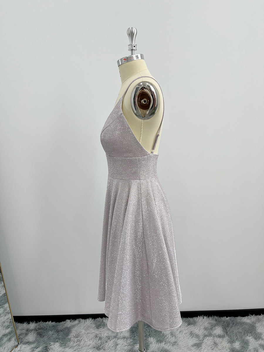 Deep V Neck  Short Glitter Homecoming Dresses