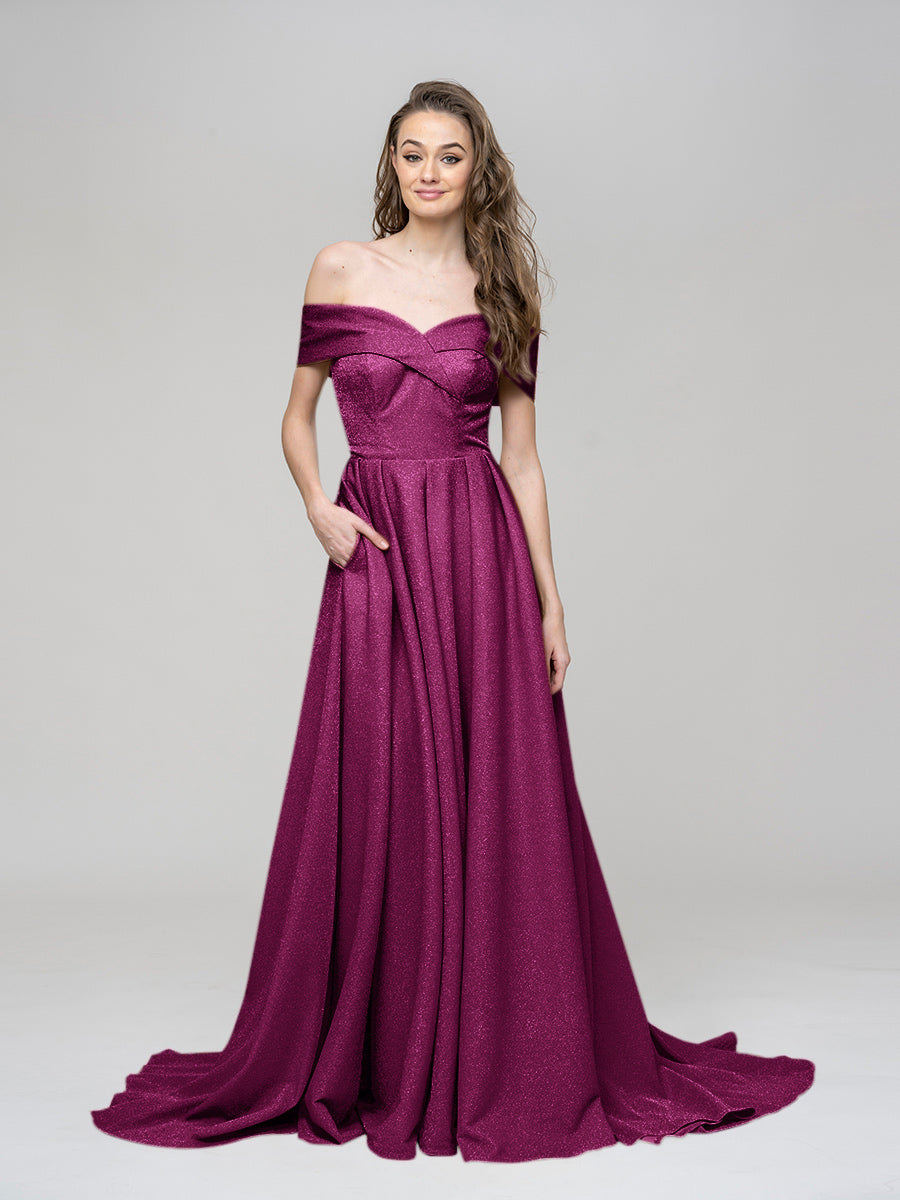 Off The Shoulder Sweetheart A Line Long Prom Dresses