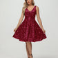 Straps V Neck Velvet Sequin A Line Homecoming Dresses