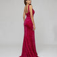 Hot Pink Side Split One Shoulder Fitted Prom Gown