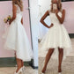 Chic Straps Applique High Low Knee Length Wedding Dresses