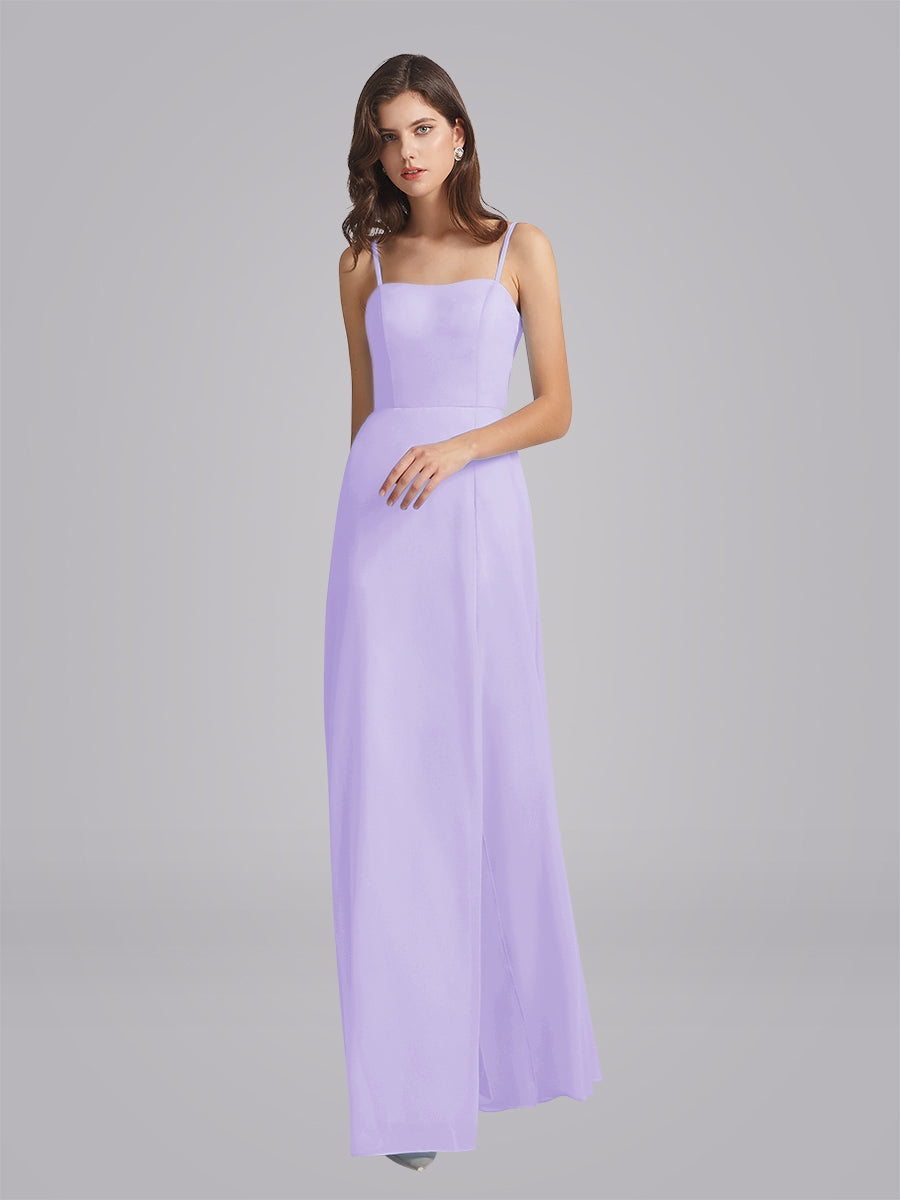 Long Chiffon Bridesmaid Dresses With Spaghetti Strap