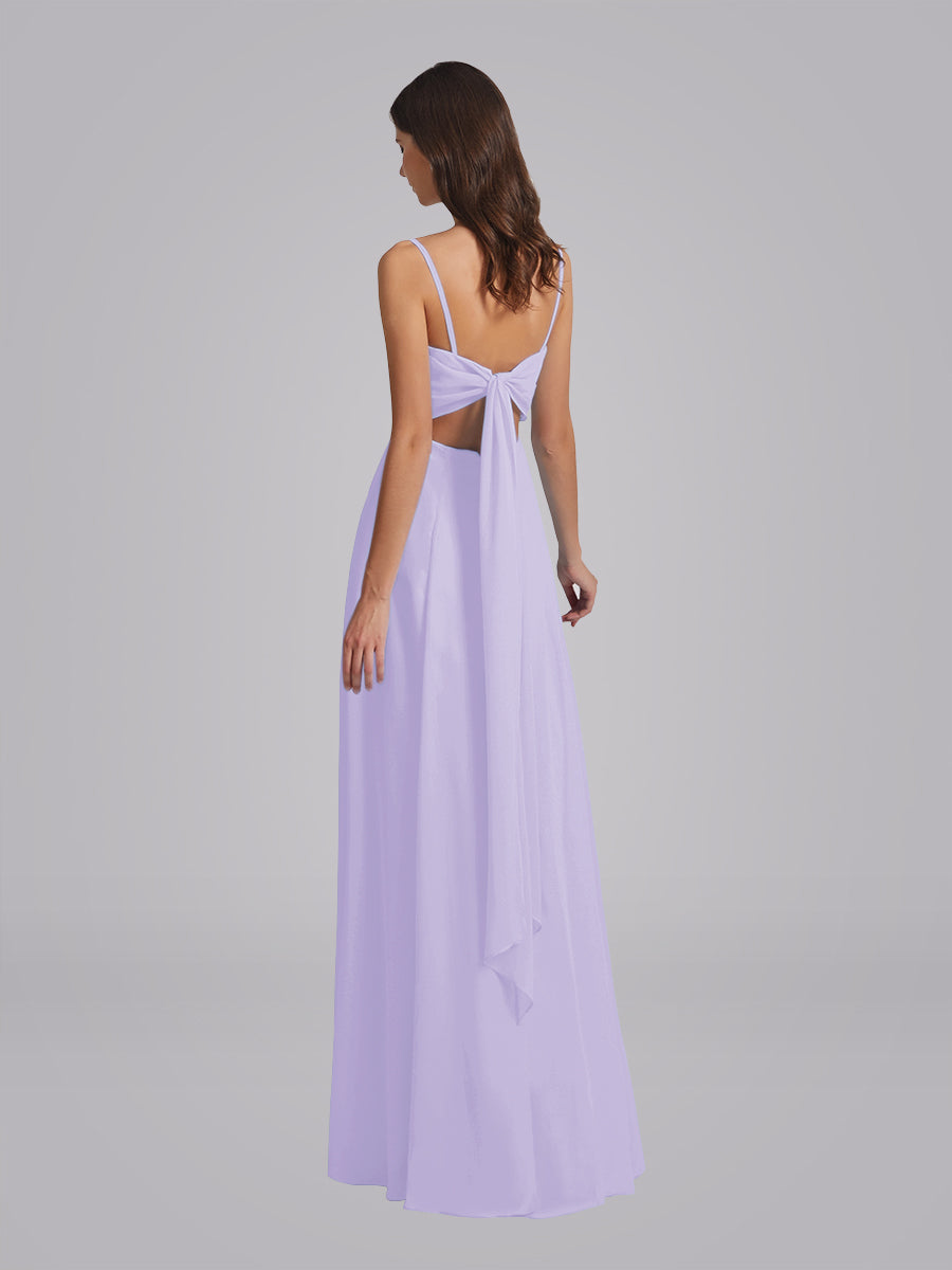 Long Chiffon Bridesmaid Dresses With Spaghetti Strap