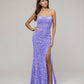 Scoop Neckline Long Sequin Prom Gown With Side Split