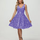 Straps V Neck Velvet Sequin A Line Homecoming Dresses