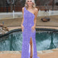Gorgeous One Shoulder Fitted Prom Dresses With Slit