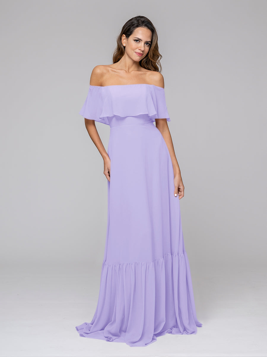 Bohemia A Line Chiffon Off The Shoulder Bridesmaid Dresses