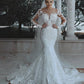 Stunning Mermaid  Long Sleeve Applique Wedding Dresses