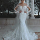 Stunning Mermaid  Long Sleeve Applique Wedding Dresses