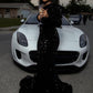Sheath One Shoulder Long Sleeves Long Velvet Sequin Prom Dress