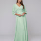 3/4 Lantern Sleeve V Neck Chiffon A Line Bridesmaid Dresses