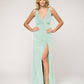 Sheath Floor Length Plunging V Neck Velvet Bridesmaid Dresses
