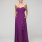 Ruffles Chiffon A Line Strapless Bridesmaid Dresses With Front Slit