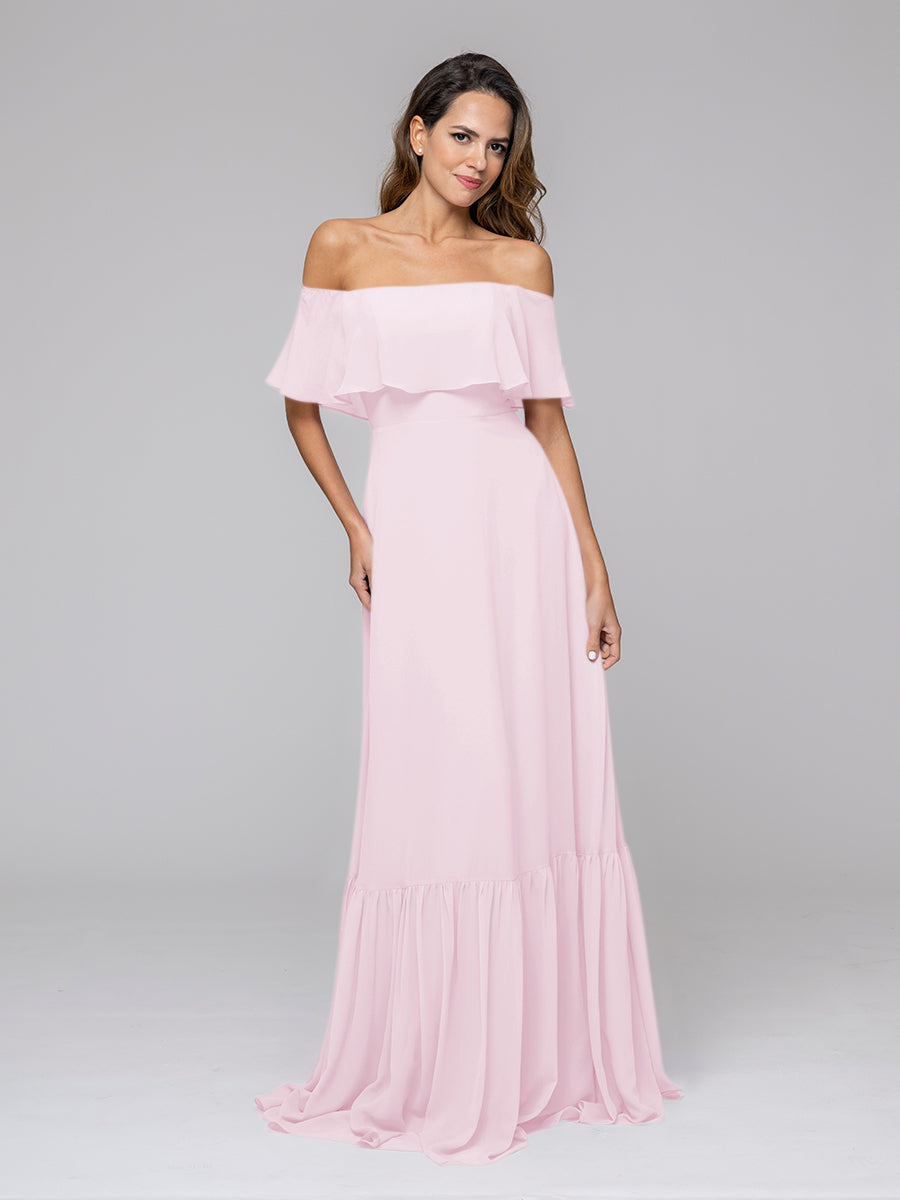 Bohemia A Line Chiffon Off The Shoulder Bridesmaid Dresses