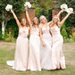 Pink Champagne Thin Strap Cowl Neckline Long Solid Satin Slip Dresses