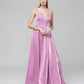 A Line Metallic Glitter Formal Party Prom Dresses With Beaded Waist