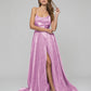 Pockets A Line Halter Prom Dresses With Criss Cross Back