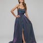 Pockets A Line Halter Prom Dresses With Criss Cross Back