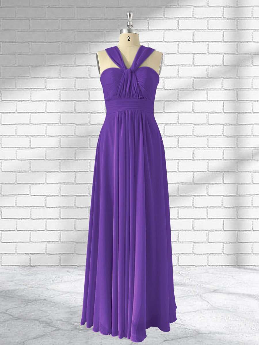 Floor Length Chiffon A Line Convertible Bridesmaid Dresses