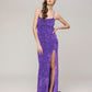 Glitter Sequin Spaghetti Strap Fitted Special Occasion Party Dresses