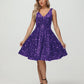 Straps V Neck Velvet Sequin A Line Homecoming Dresses