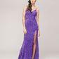 Sequin Spaghetti Strap Open Back Fitted Prom Dresses