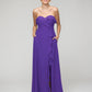 Ruffles Chiffon A Line Strapless Bridesmaid Dresses With Front Slit