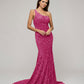 Straps Back One Shoulder Sequin Fitted Prom Dresses