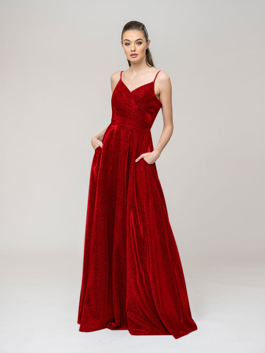 A Line V Neck Floor Length Special Occasion Party Dresses