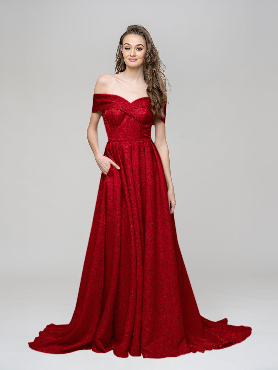 Off The Shoulder Sweetheart A Line Long Prom Dresses