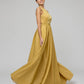 Long Scoop A Line Formal Party Prom Dresses