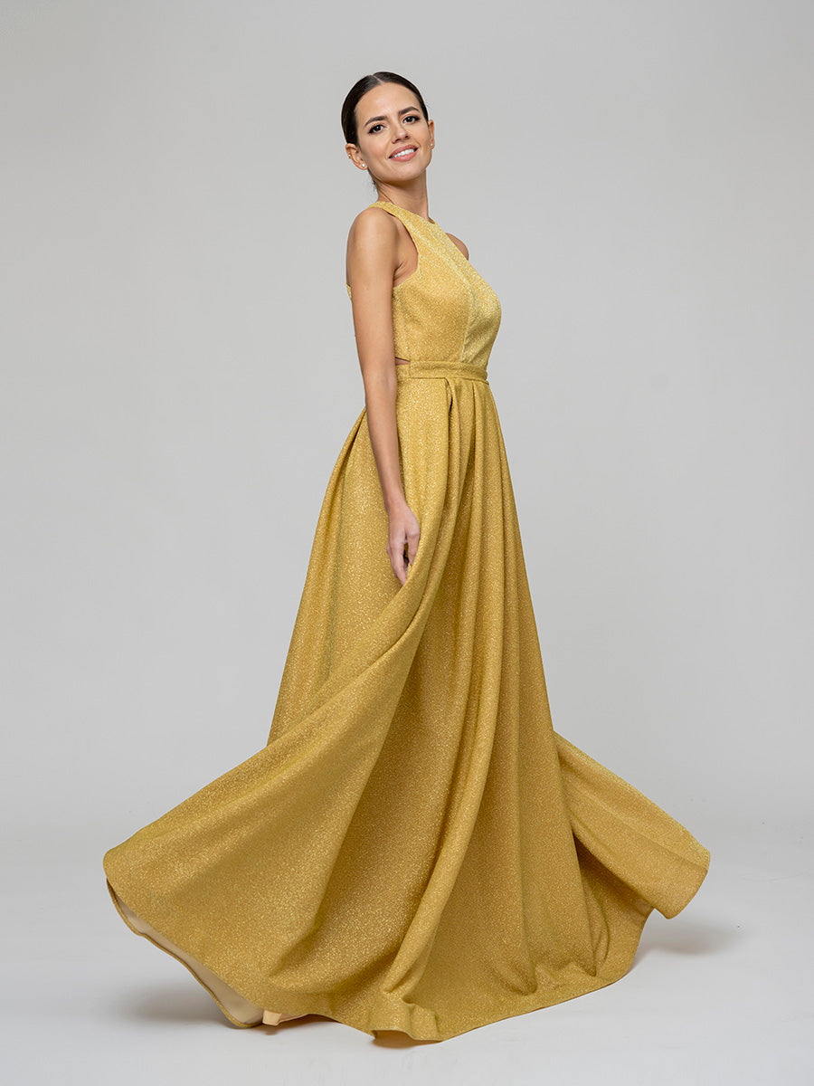 Long Scoop A Line Formal Party Prom Dresses