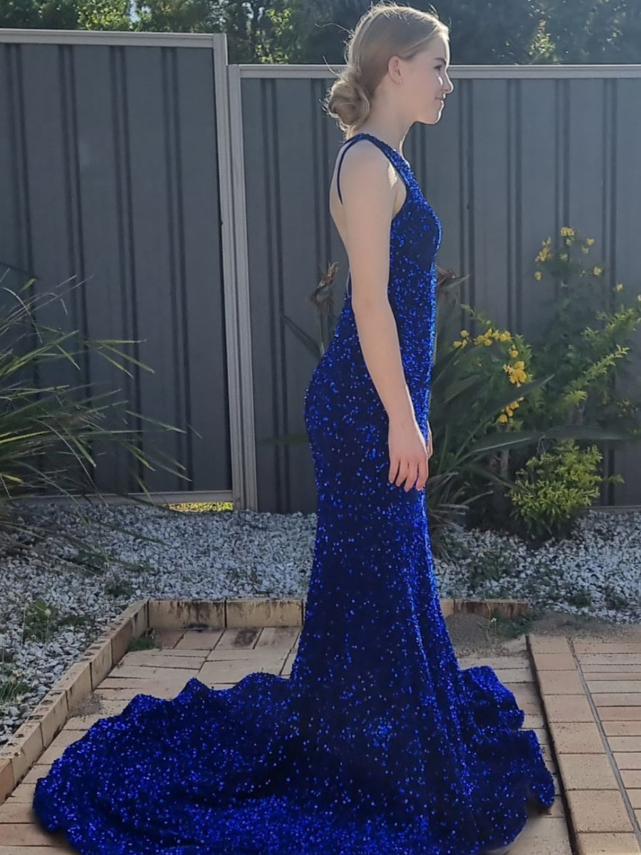 Mermaid Chapel Train One Shoulder Prom Dresses