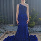 Mermaid Chapel Train One Shoulder Prom Dresses