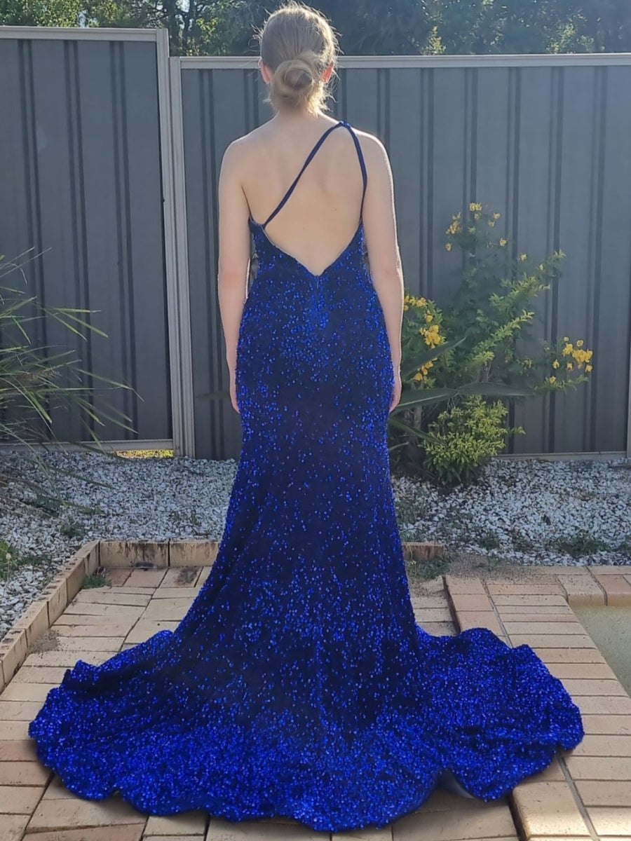 Mermaid Chapel Train One Shoulder Prom Dresses