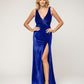 Sheath Floor Length Plunging V Neck Velvet Bridesmaid Dresses