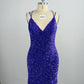 Velvet Sequin V Neck Tight Homecoming Dresses With Criss Corss Back