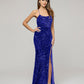 Long Formal Party Prom Gown With All Over Sequin